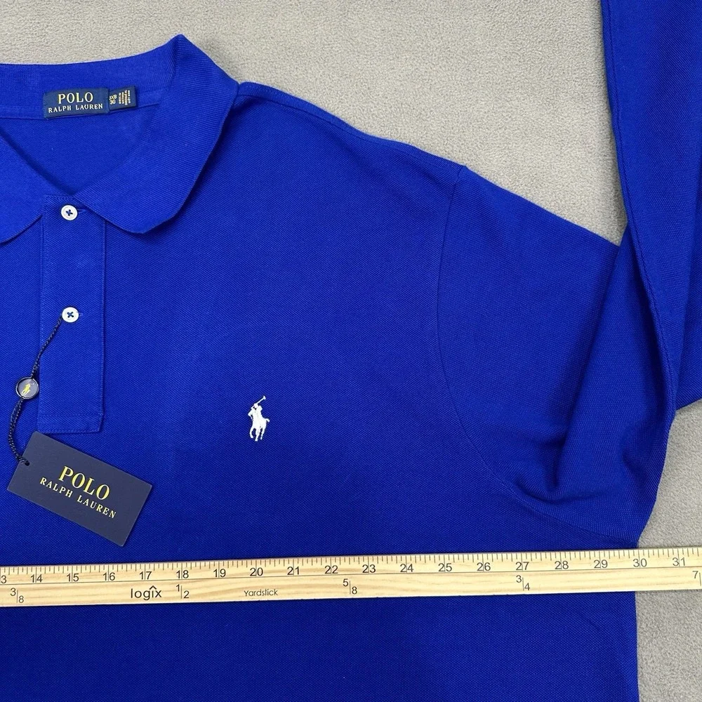 NWT‎ Polo Ralph Lauren Men's Long-Sleeve Polo Knit Shirt Royal Blue 3XB BIG $125